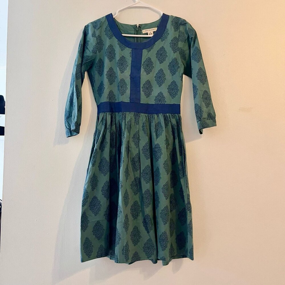 Mata Traders 100% Cotton 3/4 Sleeve Dress Size XS